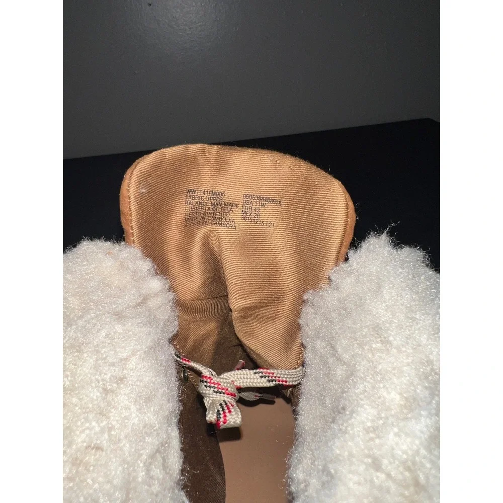 Time & Tru Womens Cognac Faux Shearling Hiking Boots‎ Brown Lug Sole Size 11W